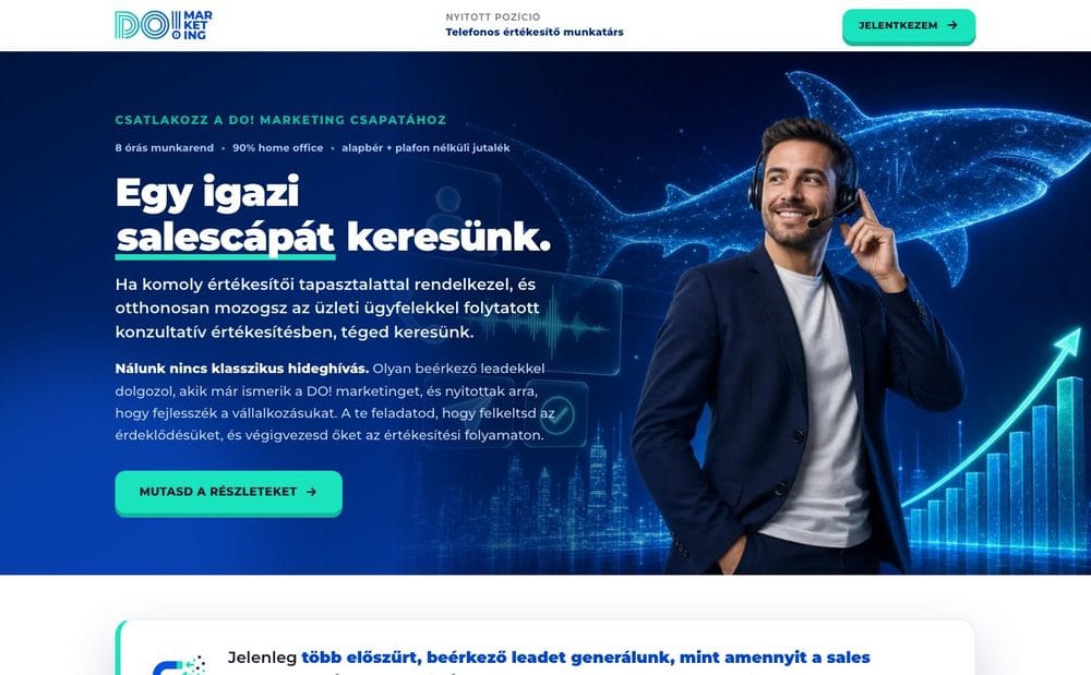 Álláshirdetés oldal: telefonos értékesítő