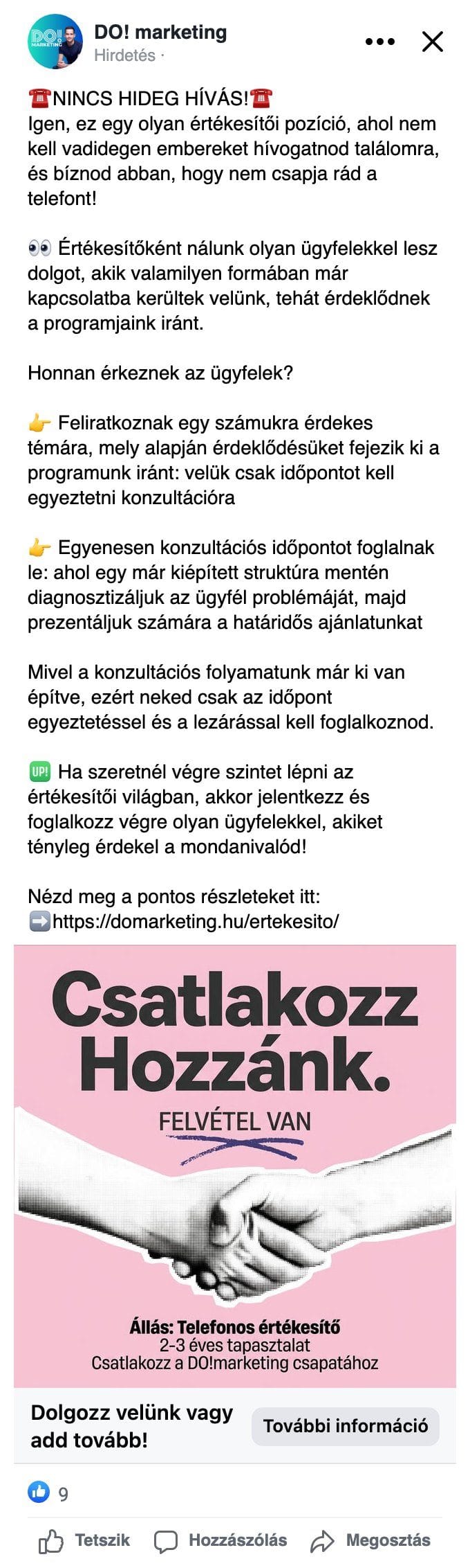<b>Telefonos értékesítő</b>