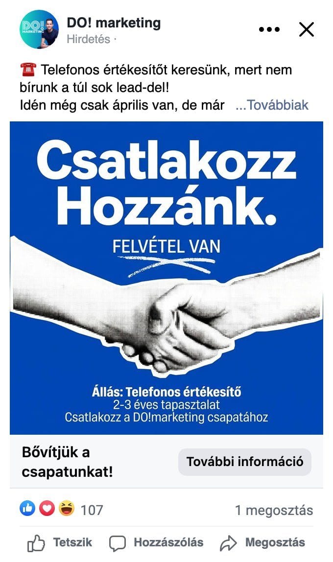 <b>Telefonos értékesítő</b>