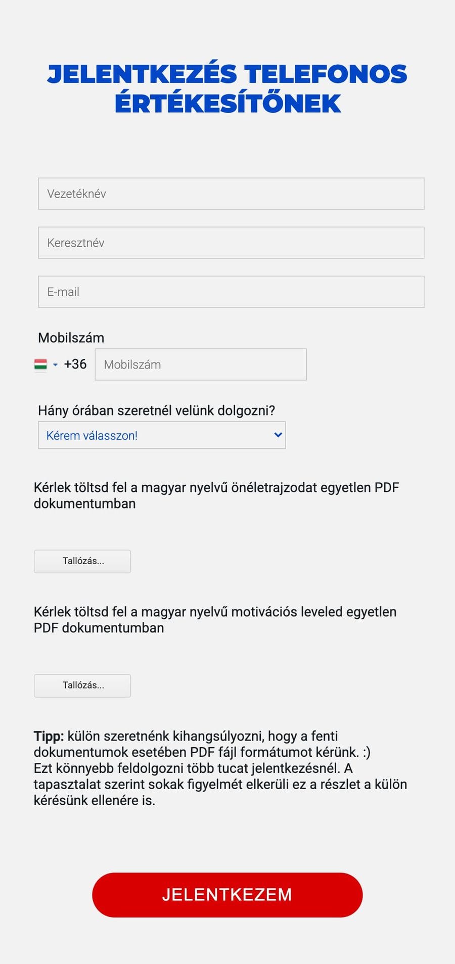 <b>Telefonos értékesítő</b> · 1. lépés