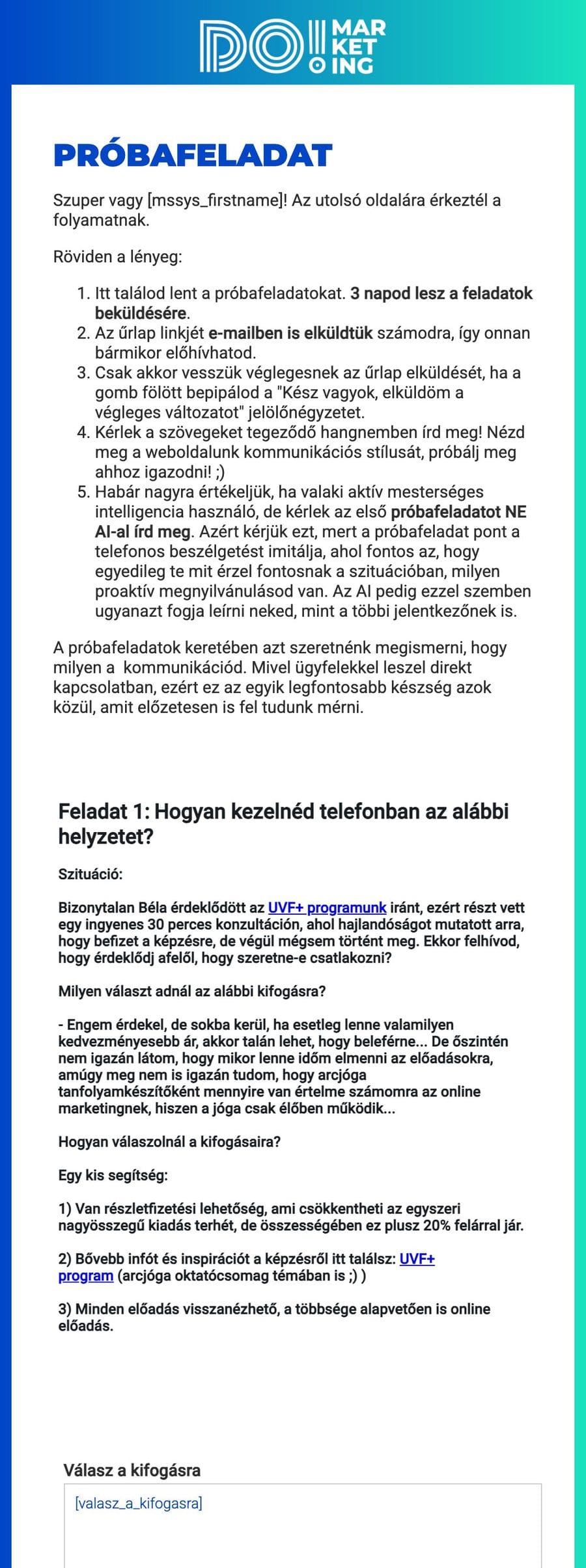 <b>Telefonos értékesítő</b> · kifogáskezelés + 2 perces bemutatkozó videó